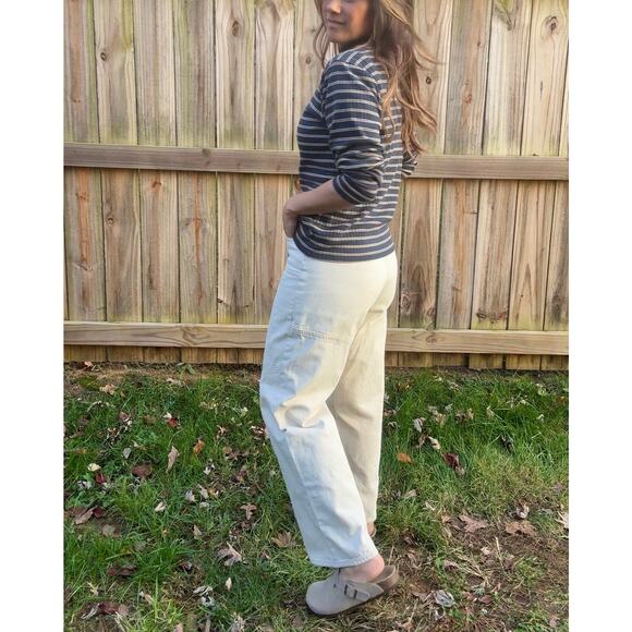 Vintage 90s Mountain Lake Ribbed Stripe Mockneck Tee - Picture 5 of 8